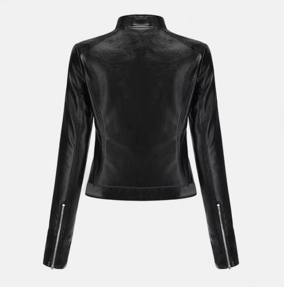 Old Monarchy | Women’s PU Leather Short Jacket – Stand Collar, Belted Design