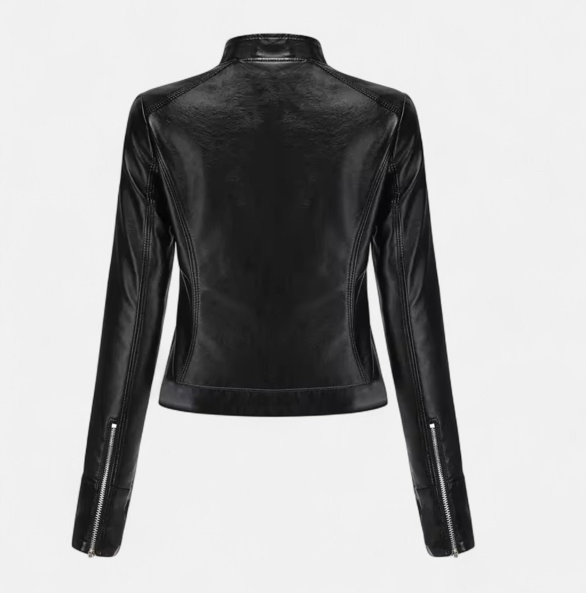 Old Monarchy | Women’s PU Leather Short Jacket – Stand Collar, Belted Design