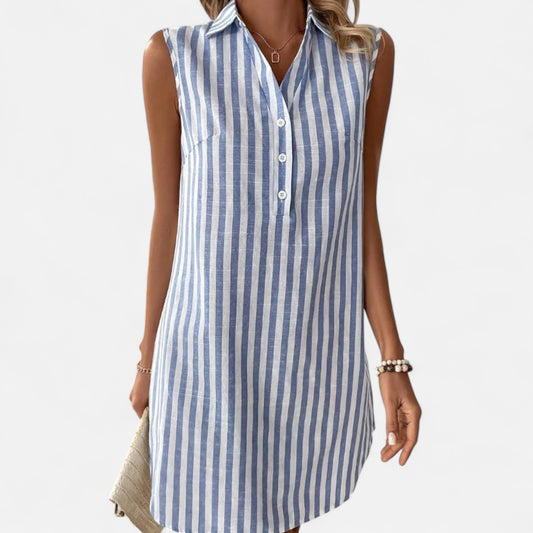 Old Monarchy | Women’s Striped Shirt Dress – Lightweight Grace, Tailored Ease for All-Day Elegance