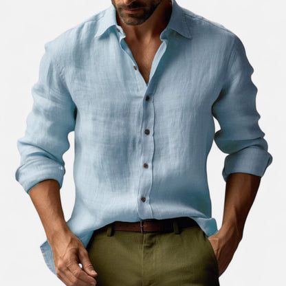 Old Monarchy | Men’s Long Sleeve Vintage Linen Shirt – Premium Heritage-Inspired Style for Refined Casual Wear