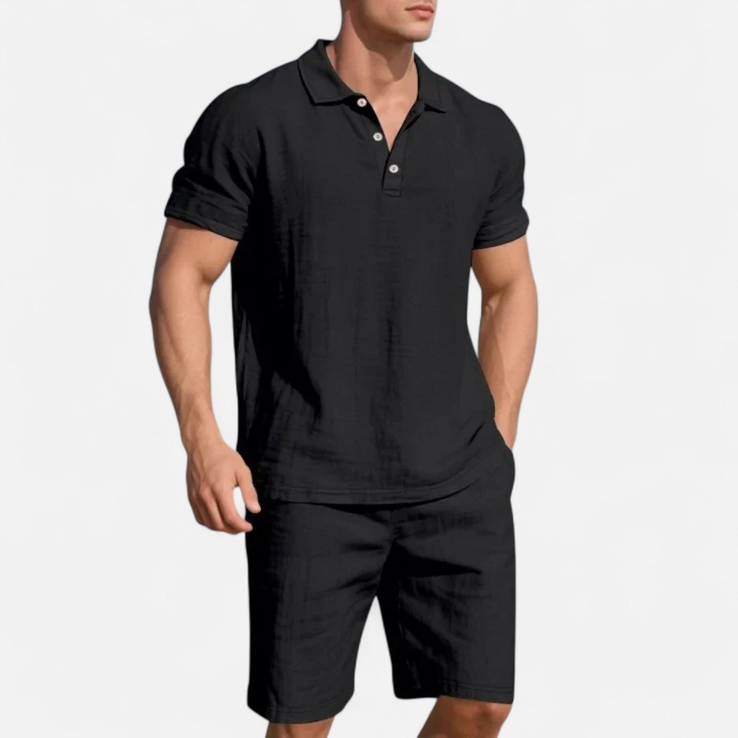 Old Monarchy | Men’s Linen Polo & Shorts Set – Lightweight Breathability, Refined Summer Coordination