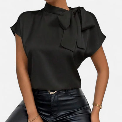 Old Monarchy | Women’s Satin Bow Blouse – Elegant Simplicity with Refined Detail for Polished Occasions