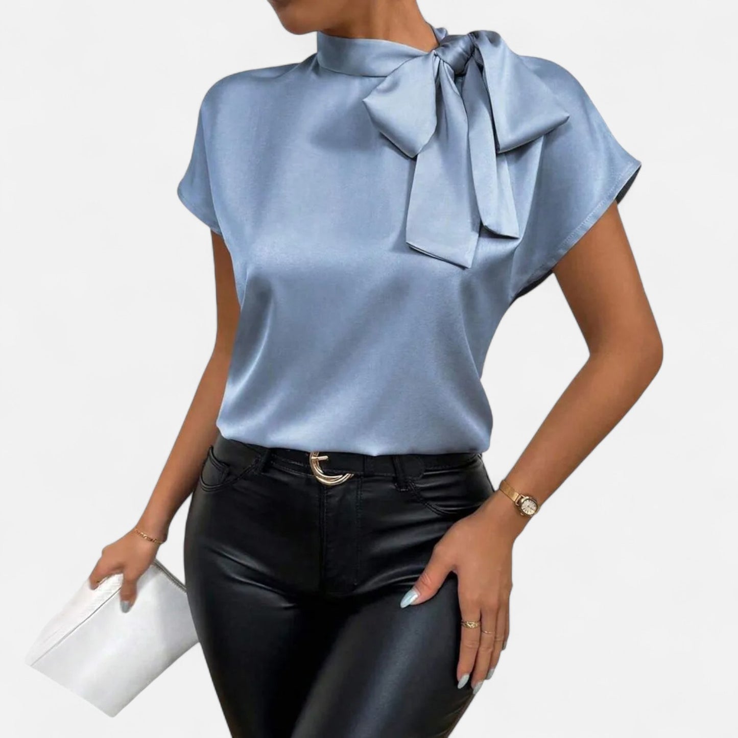 Old Monarchy | Women’s Satin Bow Blouse – Elegant Simplicity with Refined Detail for Polished Occasions