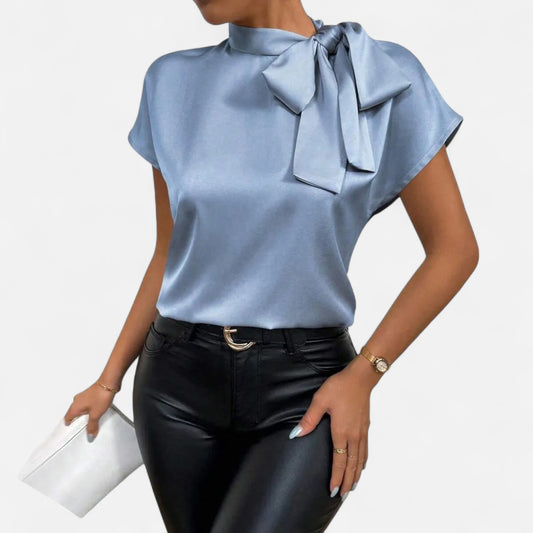 Old Monarchy | Women’s Satin Bow Blouse – Elegant Simplicity with Refined Detail for Polished Occasions