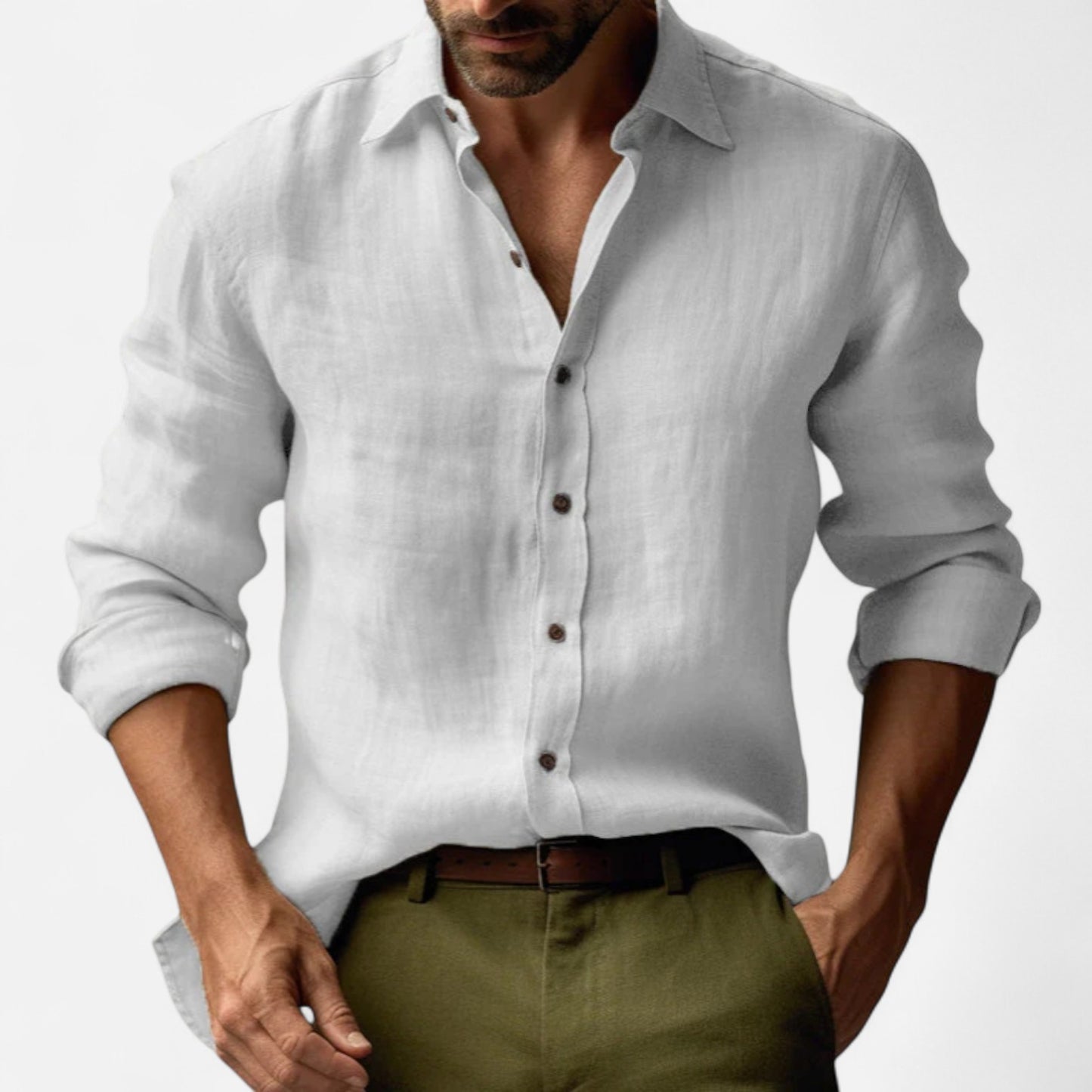 Old Monarchy | Men’s Long Sleeve Vintage Linen Shirt – Premium Heritage-Inspired Style for Refined Casual Wear