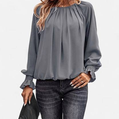 Old Monarchy | Women’s Vintage Pleated Blouse – Puffed Sleeves & Timeless Charm for All-Season Elegance