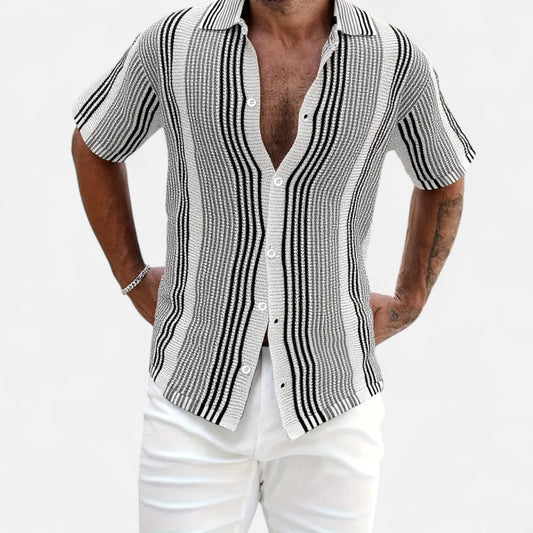 Old Monarchy | Men’s Striped Button-Up Shirt – Lightweight Versatility for Beach, Office & Refined Getaways