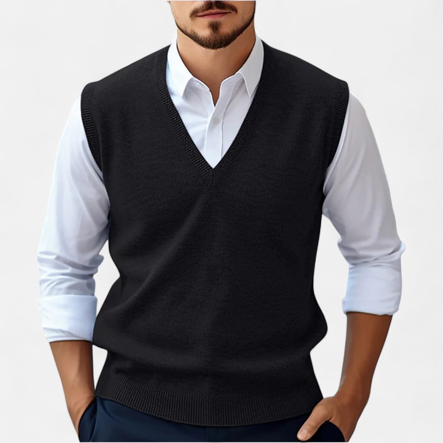 Old Monarchy | Men's Sleeveless V-Neck Pullover – Relaxed Elegance, Lightweight Comfort
