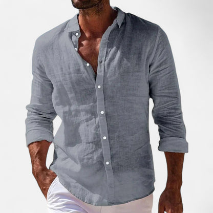 Old Monarchy | Men’s Casual Long Sleeve Shirt – Solid Colour Comfort with All-Season Regular Fit Styling