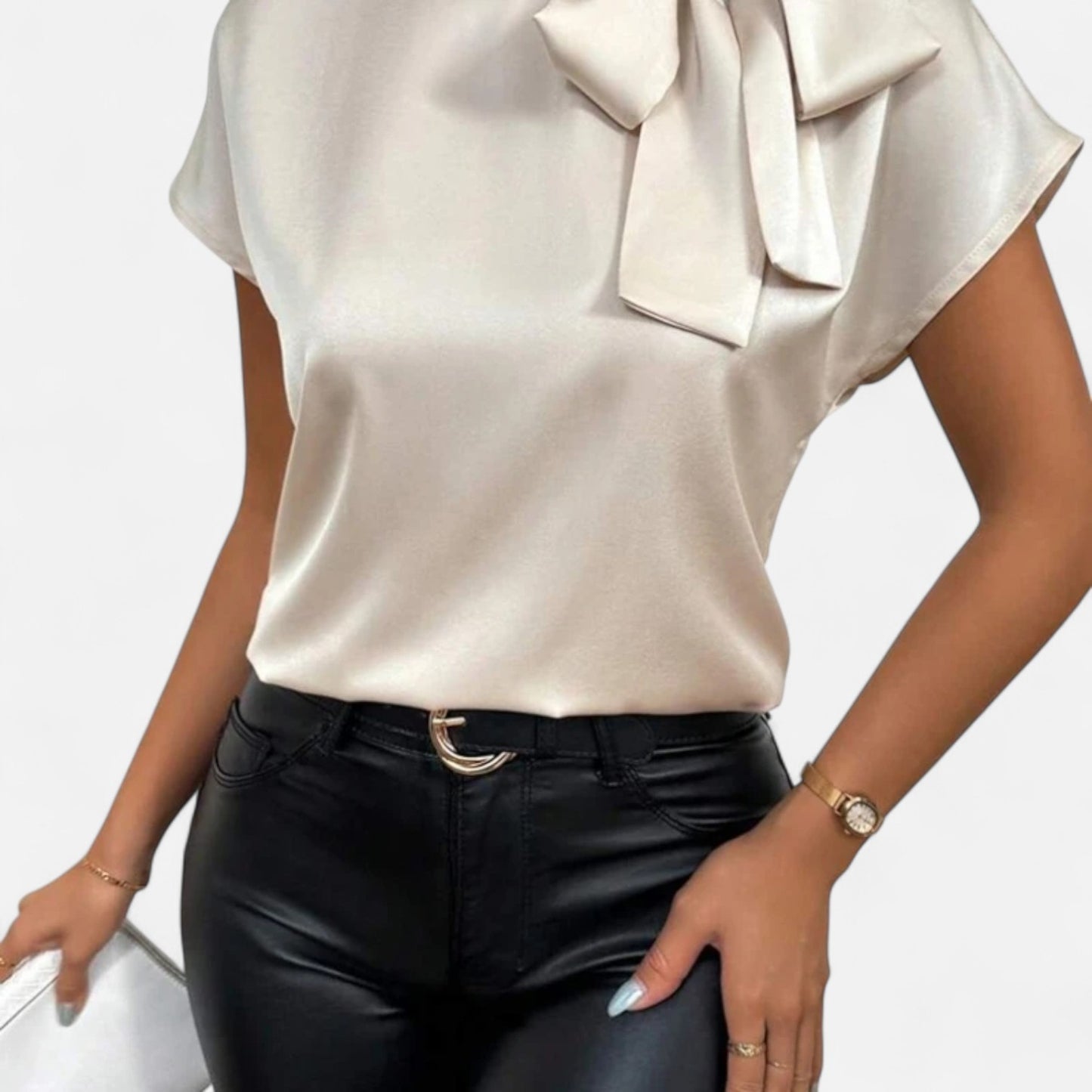 Old Monarchy | Women’s Satin Bow Blouse – Elegant Simplicity with Refined Detail for Polished Occasions