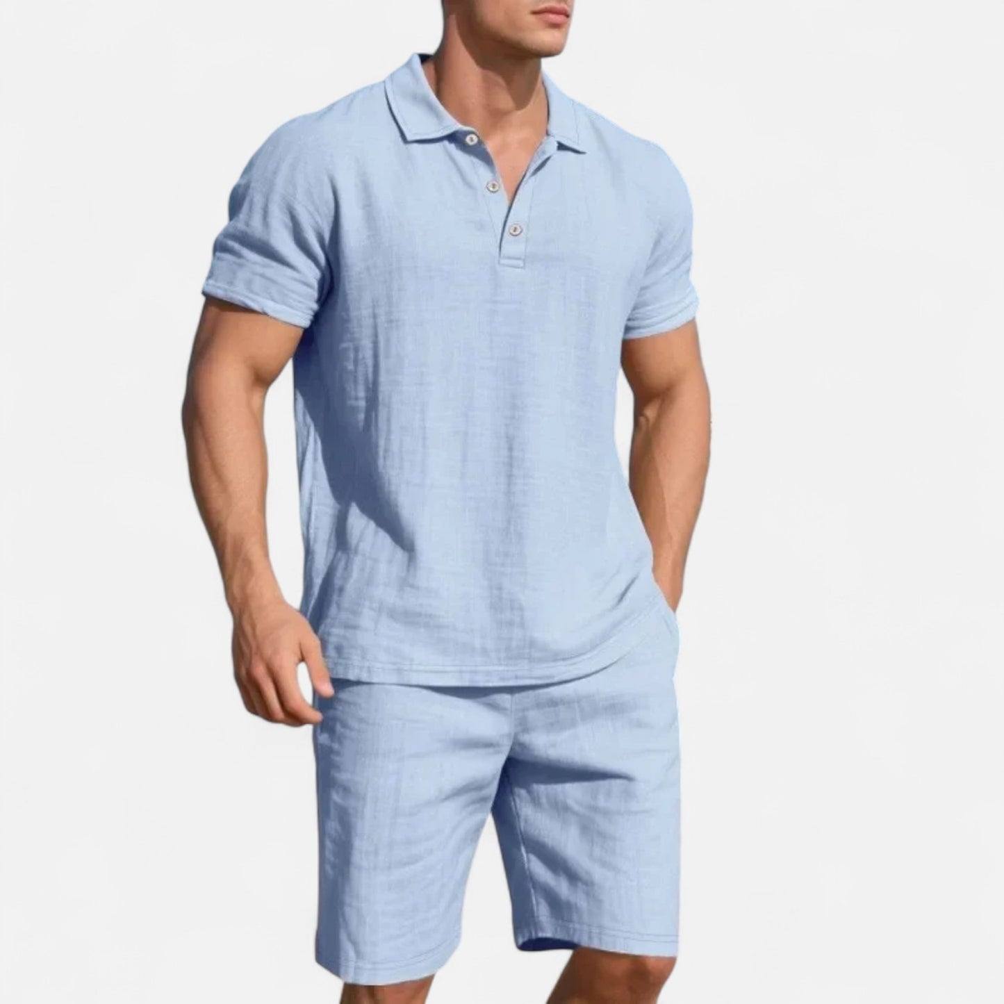 Old Monarchy | Men’s Linen Polo & Shorts Set – Lightweight Breathability, Refined Summer Coordination