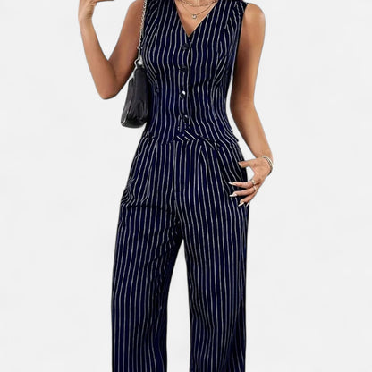 Old Monarchy | Women’s Striped Two-Piece Set – Effortless Co-Ordination, Breezy Elegance for Everyday Wear