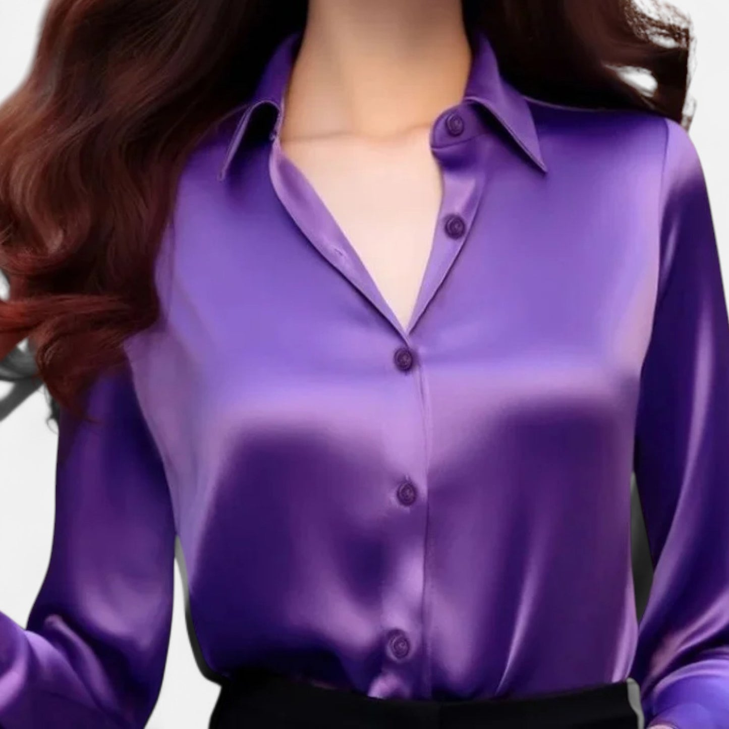 Old Monarchy | Women’s Satin Button-Up Blouse – Polished Long Sleeve Elegance for Casual & Professional Wear