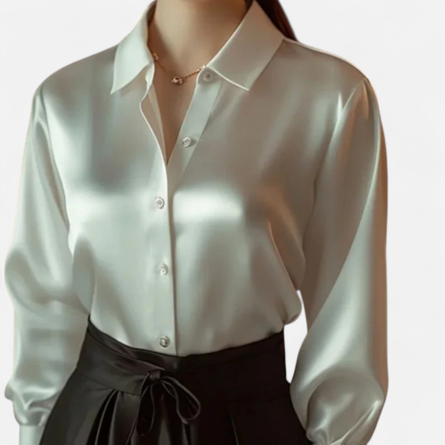 Old Monarchy | Women’s Satin Button-Up Blouse – Polished Long Sleeve Elegance for Casual & Professional Wear